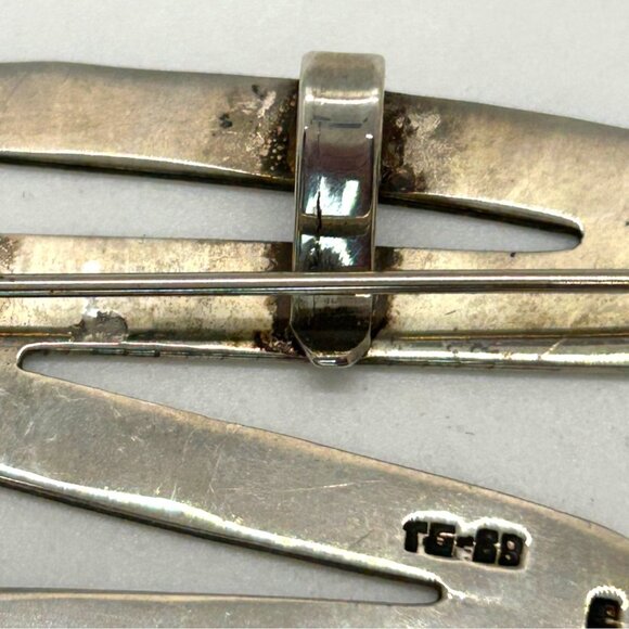 Vintage Sterling Silver Zig Zag Brooch Taxco Mexico 925 Statement Jewelry Piece - Picture 7 of 16
